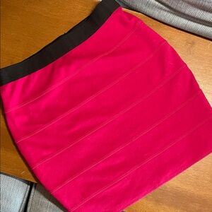 BCBG MaxAzria Hot Pink Mini Skirt with Black Trim bandage stretch